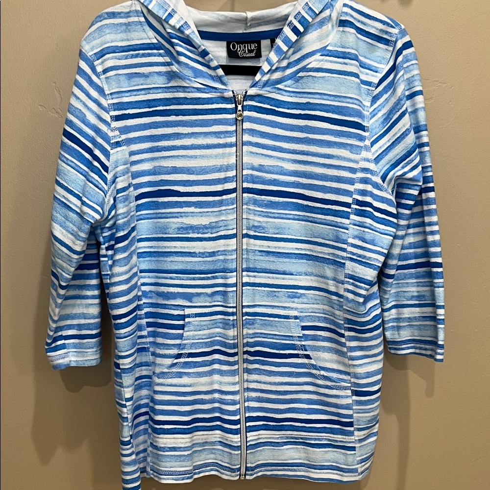 Onque Casuals Blue and White Hoodie